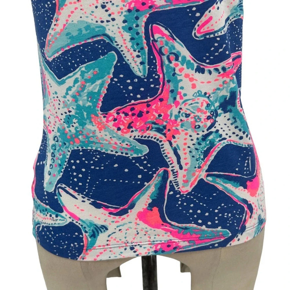 Lilly Pulitzer Dori T-Shirt Indigo Star Struck Print Blue Pink‎ Size XXS - Picture 8 of 11